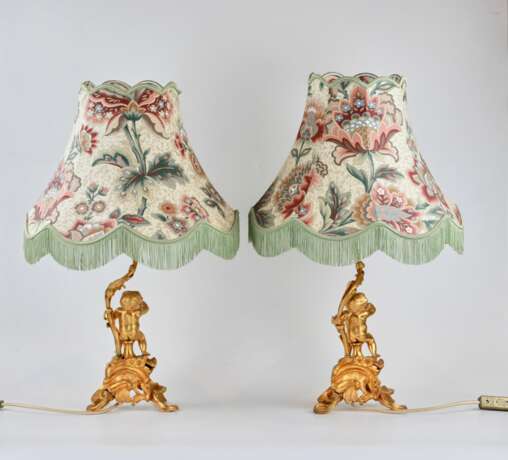 Paire de lampes de table Putti Gilded bronze Neorococo 61 - Foto 2