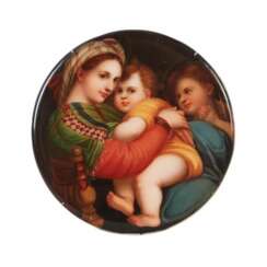 Plaque de porcelaine Vierge &agrave; lEnfant et Jean-Baptiste