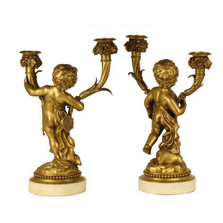 Une paire de candelabres Gilded bronze and marble 37.5 - Foto 4