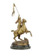 Marbre. Bronze hero&iuml;que dun chevalier equestre. 
