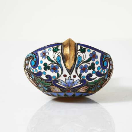 Kovsh en argent. Pavel Ovchinnikov Moscou 1899-1908 Silver 84 Cloisonné enamel Gilding Neo-Russian 5 - Foto 2