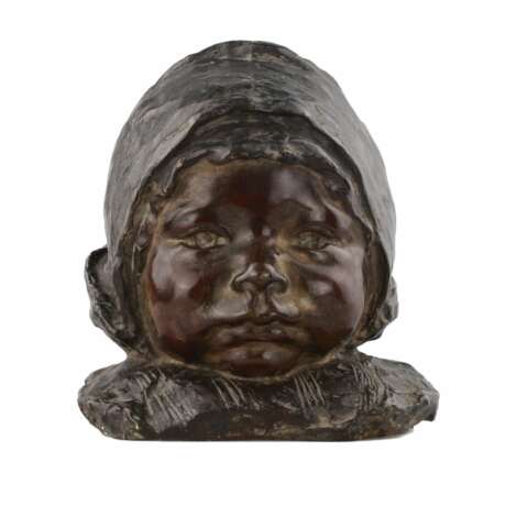 Buste de jeune fille en bronze.Italie. Le tournant des XIXe-XXe si&egrave;cles. Patinierte Bronze 18 - Foto 1