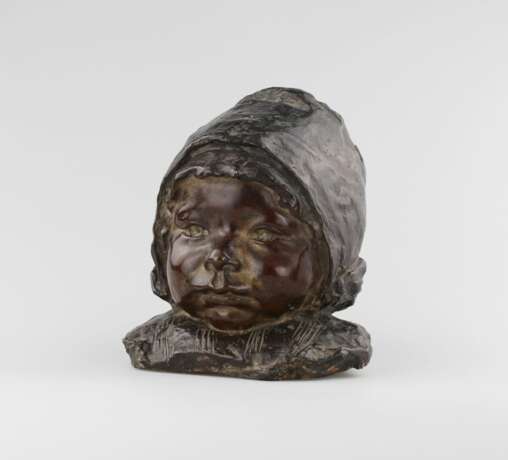 Buste de jeune fille en bronze.Italie. Le tournant des XIXe-XXe si&egrave;cles. Patinierte Bronze 18 - Foto 2