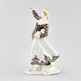 Figurine en porcelaine Columbine avec une soucoupe. Nymphenburg Allemagne. Le debut du 20e si&egrave;cle. Porzellan 20 - Foto 2