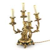 Lampes jumelees en bronze dore avec des amours jouant de la musique. Marble and gilded bronze Napoleon III 37 - Foto 5