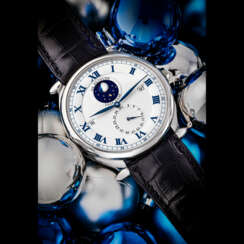 DE BETHUNE. A VERY RARE 18K WHITE GOLD PERPETUAL CALENDAR WRISTWATCH WITH SPHERICAL MOON PHASES AND LEAP YEAR INDICATION