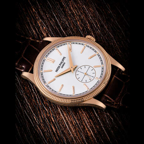 PATEK PHILIPPE. AN 18K PINK GOLD WRISTWATCH WITH GUILLOCH&#201; HOBNAIL BEZEL - фото 1