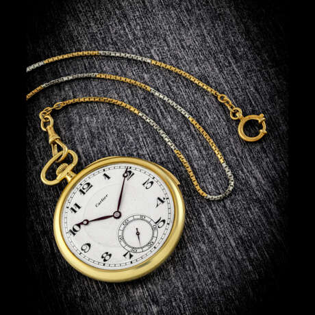 CARTIER. AN 18K GOLD MINUTE REPEATING POCKET WATCH - photo 1