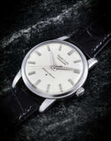 GRAND SEIKO. AN EXTREMELY RARE PLATINUM WRISTWATCH WITH SWEEP CENTRE SECONDS