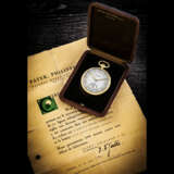 PATEK PHILIPPE. A VERY RARE AND HIGHLY ATTRACTIVE 18K GOLD POCKET WATCH WITH TWO TONE DIAL - Foto 1