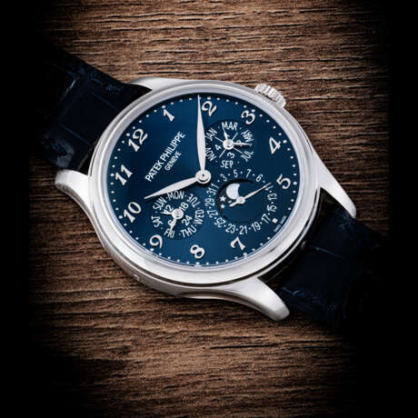 PATEK PHILIPPE. AN 18K WHITE GOLD AUTOMATIC PERPETUAL CALENDAR WRISTWATCH WITH MOON PHASES, 24 HOUR, LEAP YEAR INDICATION AND BREGUET NUMERALS - photo 1