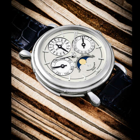 VACHERON CONSTANTIN. A VERY RARE AND HIGHLY ATTRACTIVE PLATINUM MINUTE REPEATING PERPETUAL CALENDAR WRISTWATCH WITH MOON PHASES AND LEAP YEAR INDICATION - фото 1