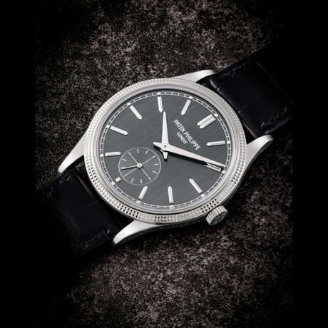 PATEK PHILIPPE. AN 18K WHITE GOLD WRISTWATCH WITH GUILLOCH&#201; HOBNAIL BEZEL - фото 1