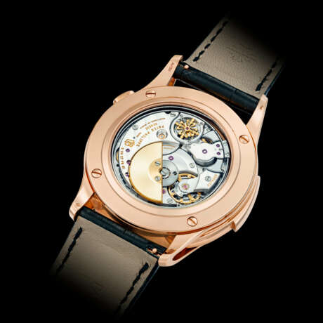 PATEK PHILIPPE. AN IMPORTANT AND HIGHLY COMPLICATED 18K PINK GOLD AUTOMATIC MINUTE REPEATING INSTANTANEOUS PERPETUAL CALENDAR SINGLE BUTTON CHRONOGRAPH WRISTWATCH WITH MOON PHASES, LEAP YEAR AND DAY/NIGHT INDICATION - фото 2