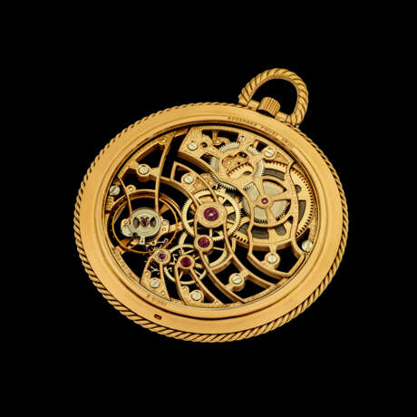 AUDEMARS PIGUET. AN ATTRACTIVE AND RARE 18K GOLD SKELETONISED POCKET WATCH - photo 2