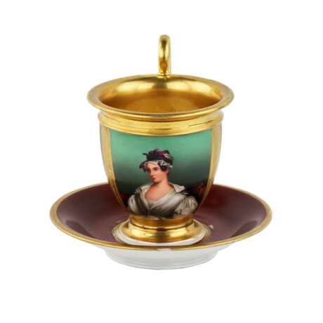 Tasse en porcelaine avec soucoupe. Usine Popov. Russie 1811-1833 Porcelain Hand Painted Gilding 14 - photo 2