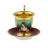 Tasse en porcelaine avec soucoupe. Usine Popov. Russie 1811-1833 Porcelain Hand Painted Gilding 14 - Foto 2
