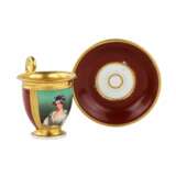 Tasse en porcelaine avec soucoupe. Usine Popov. Russie 1811-1833 Porcelain Hand Painted Gilding 14 г. - фото 6