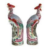 Grande paire d&amp;39oiseaux phenix en porcelaine de Chine de la fin de la periode Qing (1644-1912). Porcelain Hand Painted Oriental Art 48 - Foto 2