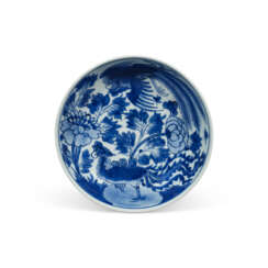 A BLUE AND WHITE ‘PHOENIX AND PEONY’ SHALLOW BOWL