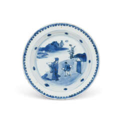 A BLUE AND WHITE ‘SCHOLAR AND BOY’ DISH