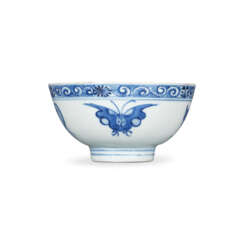 A SMALL BLUE AND WHITE ‘BUTTERFLY’ BOWL