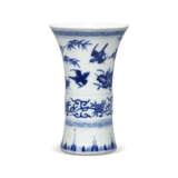A SMALL BLUE AND WHITE ‘FLOWER, BIRDS AND LINGZHI’ GU-FORM VASE - фото 1
