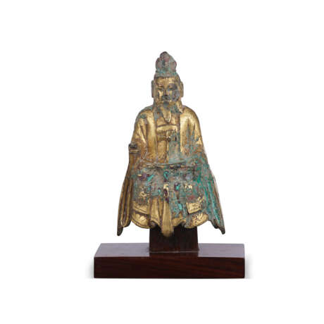 A VERY RARE AND FINELY CAST GILT-GRONZE FIGURE OF SEATED LAOZI - Foto 1