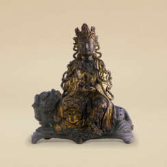 A GILT-LACQUERED BRONZE FIGURE OF MANJUSRI
