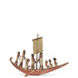 AN EGYPTIAN GESSO-PAINTED WOOD FUNERARY MODEL OF A BOAT - photo 1