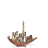 AN EGYPTIAN GESSO-PAINTED WOOD FUNERARY MODEL OF A BOAT - фото 2