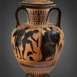 AN ATTIC BLACK-FIGURED NECK-AMPHORA AND LID - фото 2