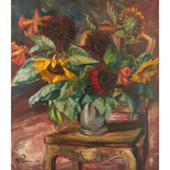 PERRON, WALTHER (1895-1970), "Sommerstrauß mit Sonnenblumen in der Vase",