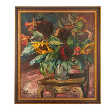 PERRON, WALTHER (1895-1970), "Sommerstrauß mit Sonnenblumen in der Vase", - Foto 2