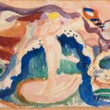 Klein, Cesar (1876 Hamburg-1954 Pansdorf bei Lübeck) "Strandszene", Gouache, sign. u.r., 12x17 cm, im Passepartout hinter Glas und Rahmen (Studium an der Kunstakademie in Düsseldorf und Berlin, Mitbegründer (neben Nolde, Pechstein, Hecke… - photo 1