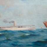 Kapitänsbild "Kapitän William Henry Blake", Öl/ Lw., 1 Hinterlegung, 35,5x56,5 cm, Rahmen - photo 1