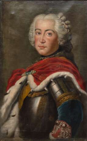 "Porträt von Friedrich II. von Preussen", Öl/Lw., unsign., kl. Farbabpl. am unterem Rand, 79x48 cm, Rahmen - photo 1