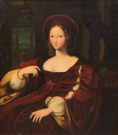 Kopie nach Raphael Santi "Johanna von Aragon", Öl/ Lw., unsign., 46x38 cm, Rahmen - Foto 1