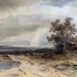 Altmann, Anton (1808 Wien-1878 ebenda) &quot;Landschaft mit Gehöft&quot;, Aquarell, sign. u.l., 16x26 cm, im Passepartout hinter Glas und Rahmen - Prix ​​des enchères