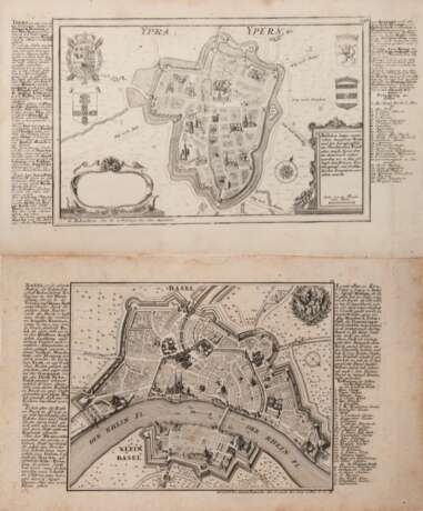Bodenehr, Gabriel (d.Ä.) "Ypern" mit Maßstabkartusche und Wappen, Alterspuren, 19x32 cm, ungerahmt - photo 1