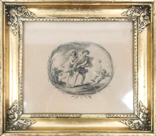 Bartolozzi, Francesco (1728 Florenz-1815 Lissabon) "Orpheus und Eurydike", Stich, 14x17 cm, hinter Glas und Rahmen - photo 1
