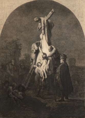 Rembrandt an Rijn (1606-1669) "Kreuzabnahme Christi", Radierung (kein Reichsdruck), 32x22,5 cm, hinter Glas und Rahmen - photo 1