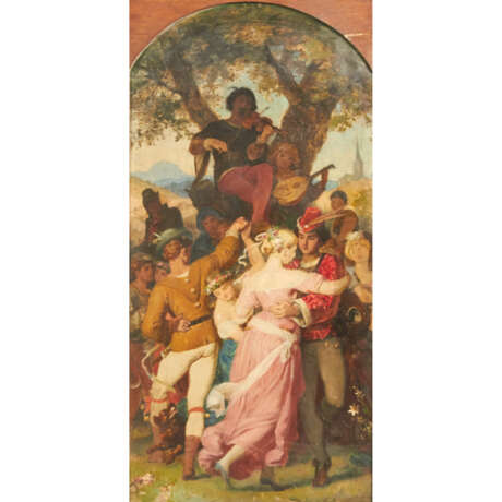 GLEICHAUF, Rudolf, ZUGESCHRIEBEN/Umkreis (1826-1896), "Hochzeitstanz vor dem Dorfe", - Foto 1