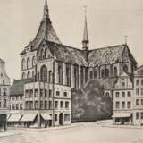 Pohl, W. "St. Marien Rostock", Radierung, sign. u.r., 24,5x19 cm, Blattgröße 40x30 cm, ungerahmt - photo 1
