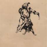 Kohlhoff, Wilhelm (1893 Berlin-1971 Schweinfurth) "Samurai mit Hund", Litho., 32x24 cm, hinter Glas und Rahmen (Maler und Grafiker, war einer der zentralen Künstlerpersönlichkeiten in Berlin des frühen 20. Jahrhunderts, Lit.: Th… - Foto 1