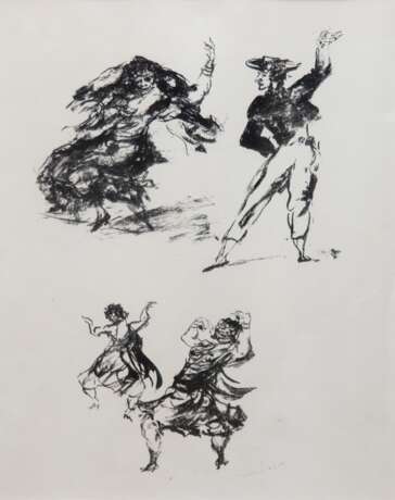 Kohlhoff, Wilhelm (1893 Berlin-1971 Schweinfurth) "Flamencotänzer", Litho., unsign., 40x30 cm, im Passepartout hinter Glas und Rahmen - фото 1