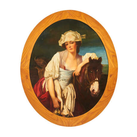 SCHMIDT (Maler/in 19./20. Jahrhundert), "Junge Südländerin mit Pferd", - photo 1