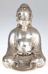 Buddha-Figur &amp;quot;Shakyamuni&amp;quot;, Metall, silberfarben gefasst, H. 17 cm