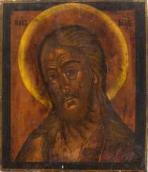 Ikone &amp;quot;Johannes der Täufer&amp;quot;, Rußland 19. Jh., Eitempera/ Holz, mit Zertifikat, 32x37,7 cm