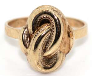 Ring, 585 GG, knotenförmiger Ringkopf 19. Jh., ges. 2,2 g, RG 52